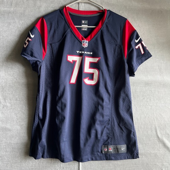 Houston Texans Wilfork‎ #75 Jersey XL Women's Nike NFL On Field Blue Red - Picture 1 of 11